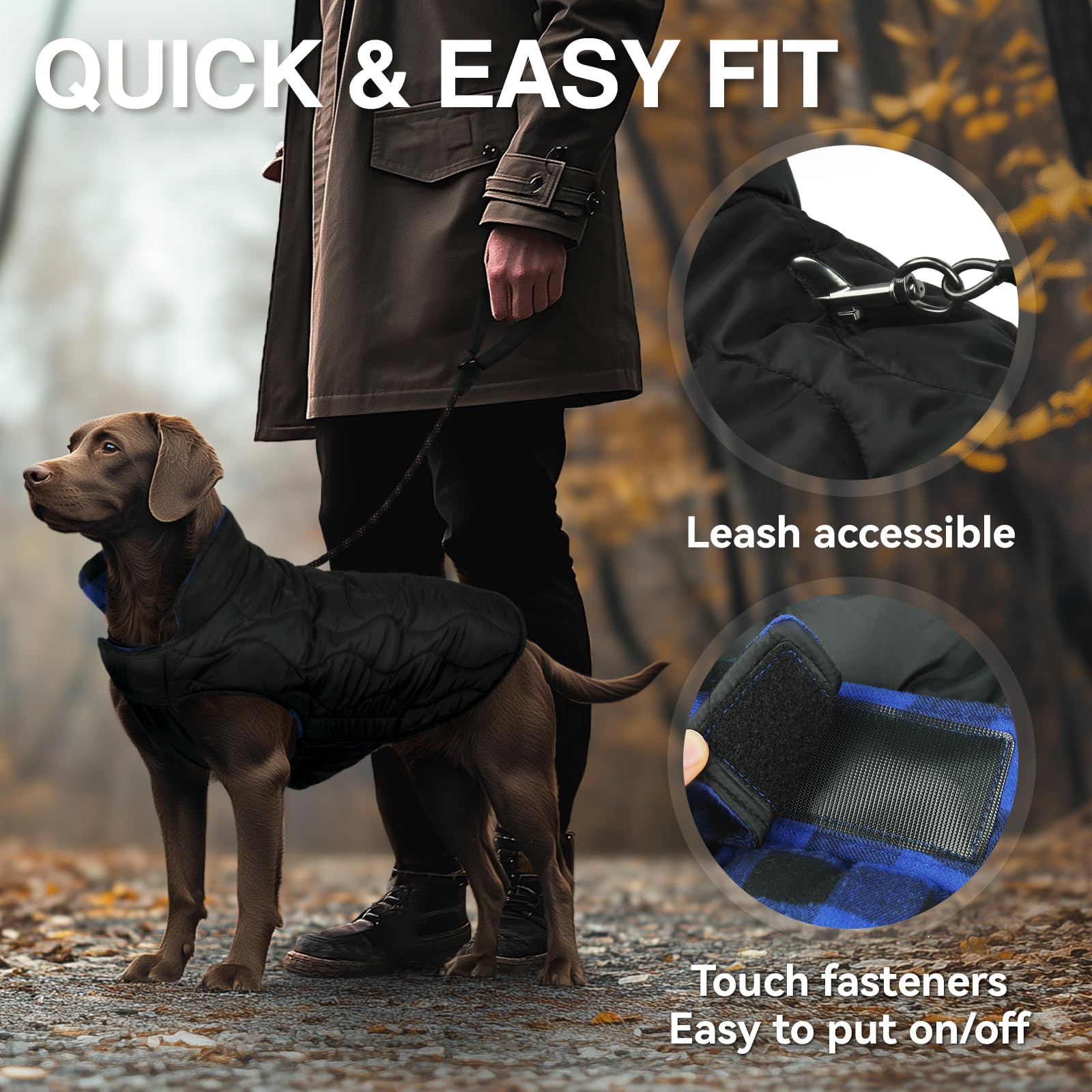 VIVAGLORY Softjoy Dog Coat, Coat & Jacket for Dog Winter & Christmas, Jacket with Harness Hole - Image 4