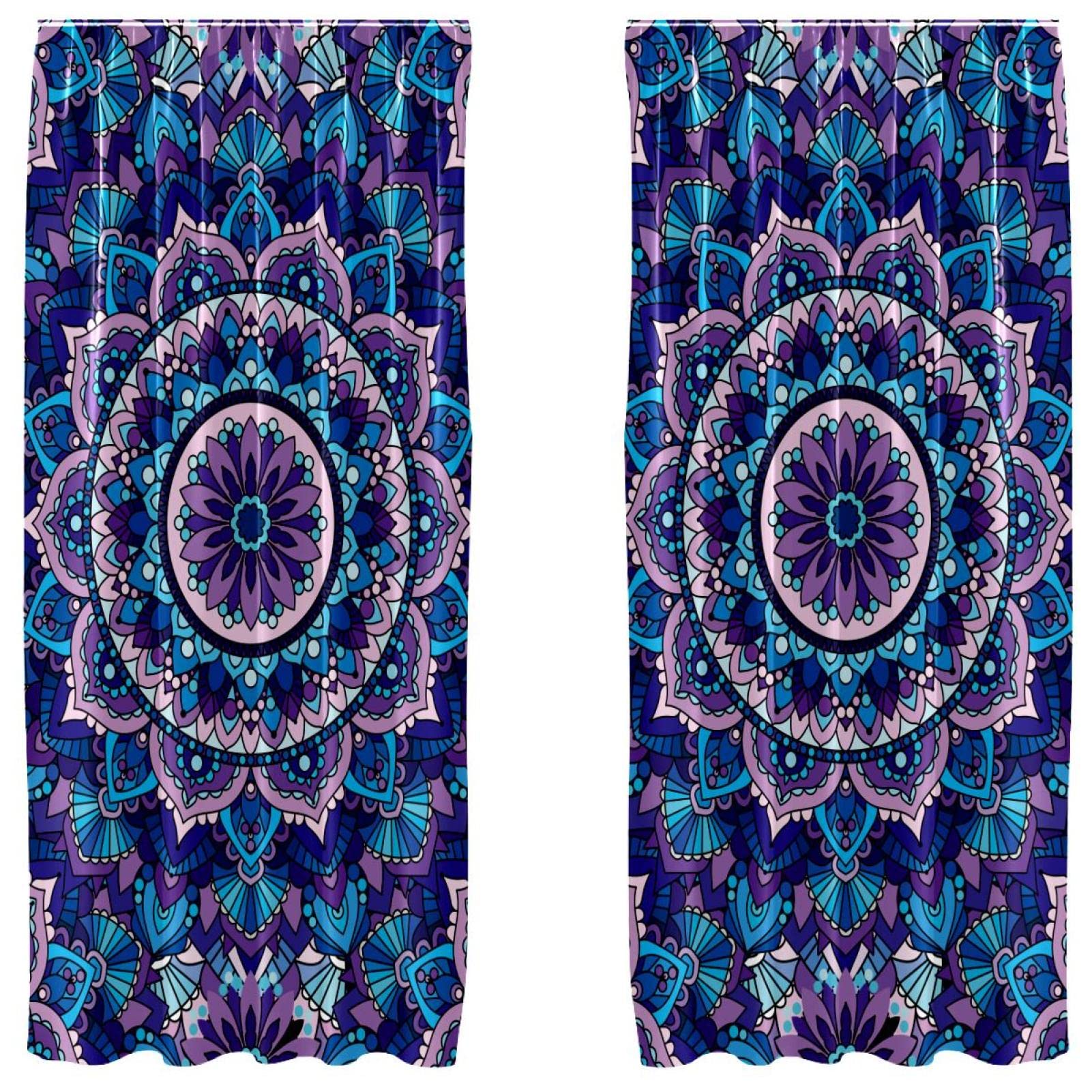 Dormir sans lumière : rideau occultant mandala vintage boho en microfibre pour chambre adulte
