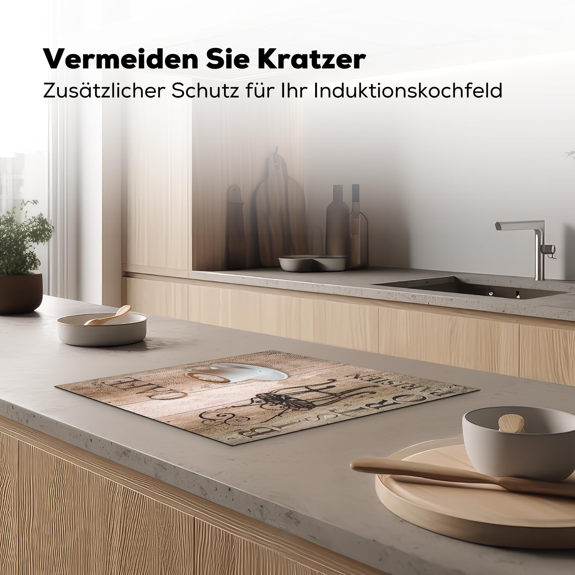 KitchenYeah© Herdabdeckplatte Einteilig Abdeckplatten Cerankochfeld Abdeckung Ceranfeld Herdplattenabdeckung Induktionsmatte Bistro Parisien - Café - Kaffee - Weinlese - 60x52 cm