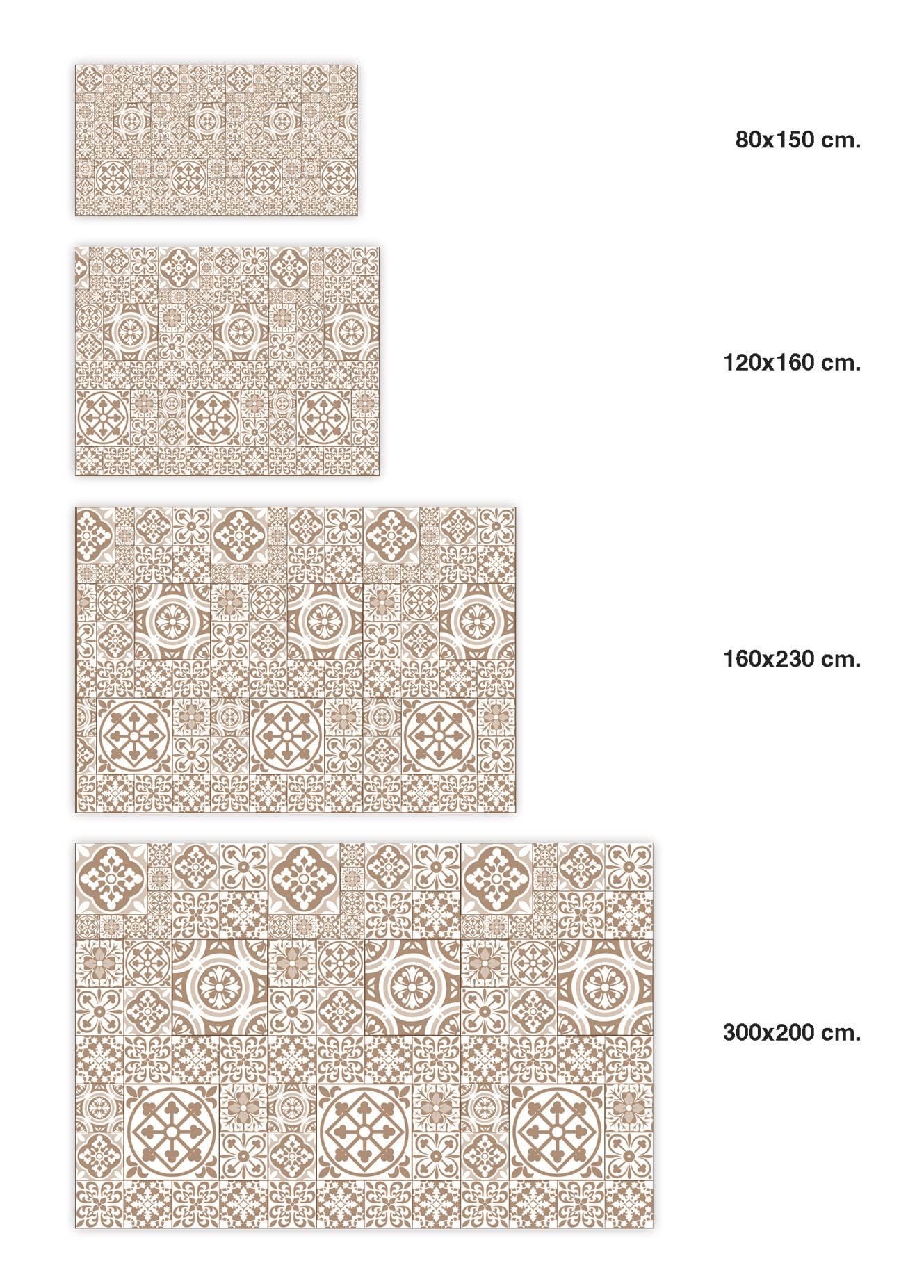 Panorama Alfombra Vinílica - Modelo Hidráulica Talavera Marrón 300x200 cm - Varios tamaños - Decoración Hogar, Cocina, Salón