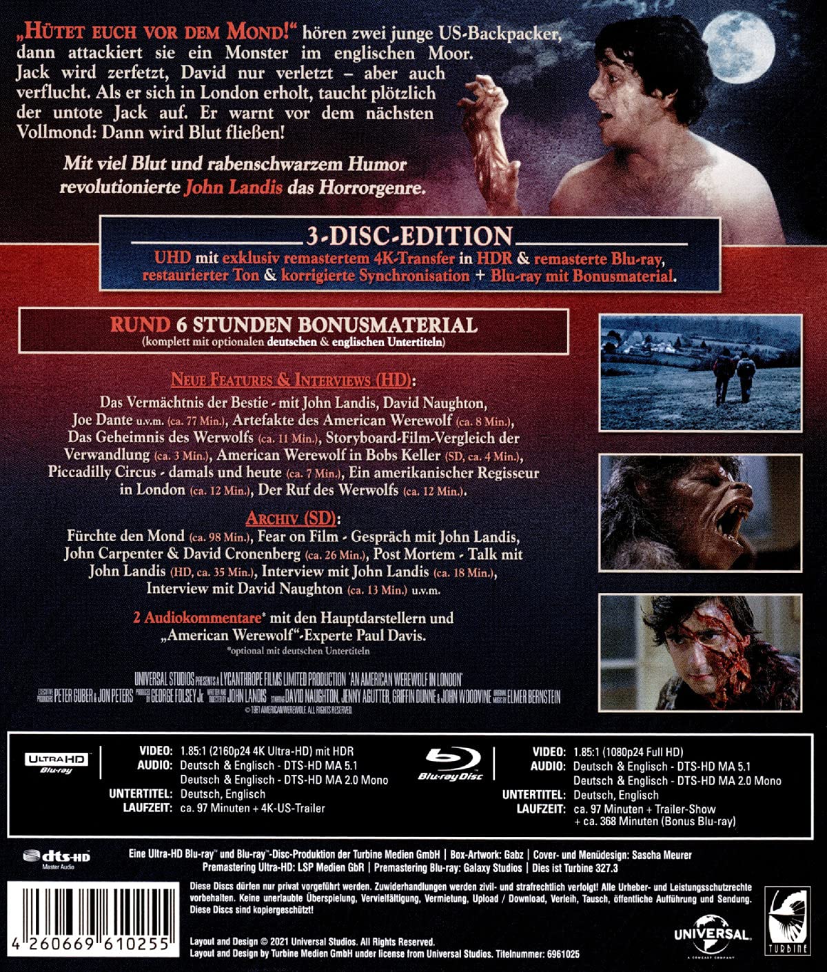 An American Werewolf in London - 3-Disc-Special Edition (4K Ultra-HD) (+ Blu-ray 2D) (+ Bonus-Blu-ray) (Gabz Artwork)