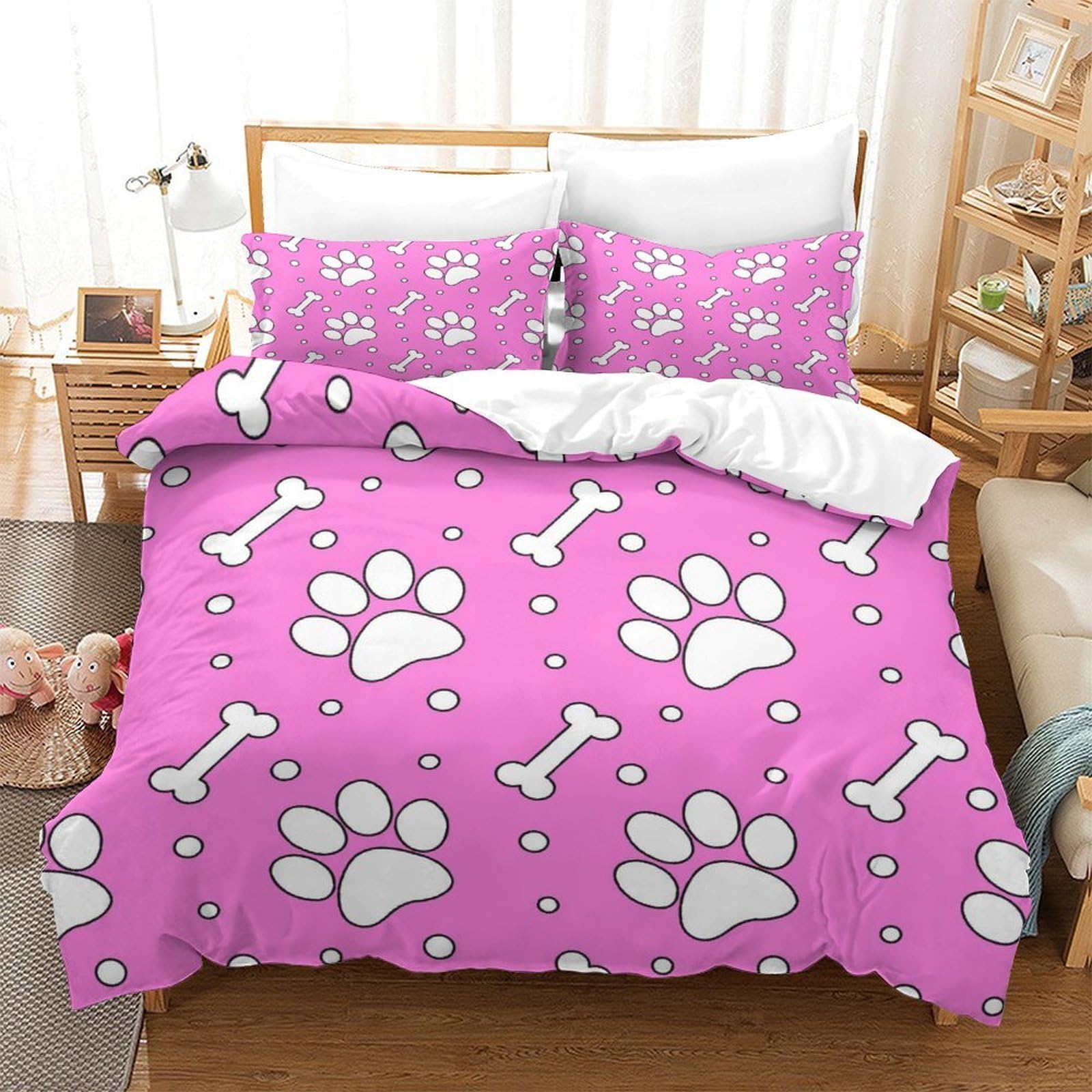 Housse de couette patte 3D parure de lit microfibre douce animal 135x200