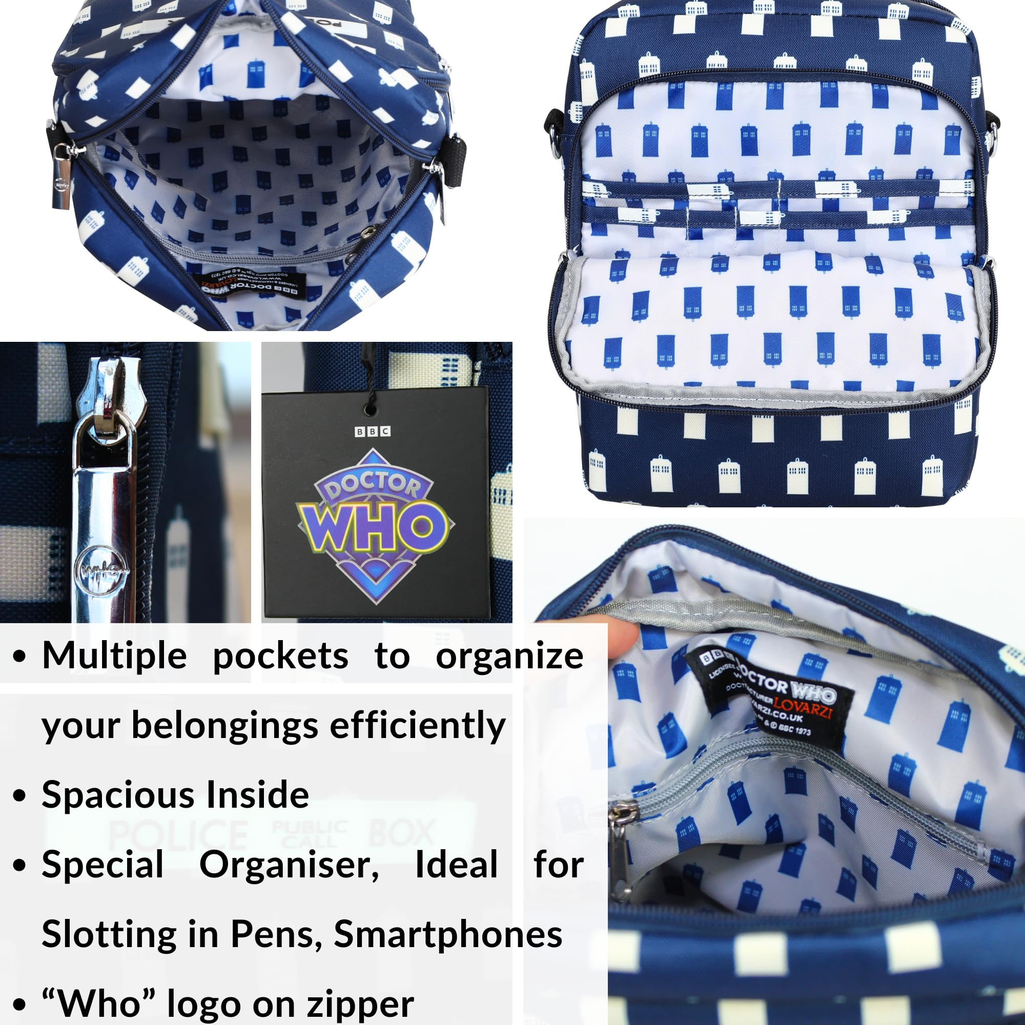 DOCTOR WHO Sac Bandoulière TARDIS - Docteur Who Officiel Sac Messenger
