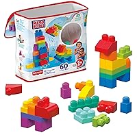 MEGA Bloks - Sacca Eco Blocchi da costruire, set da 60 blocchi colorati per creare torri altissime