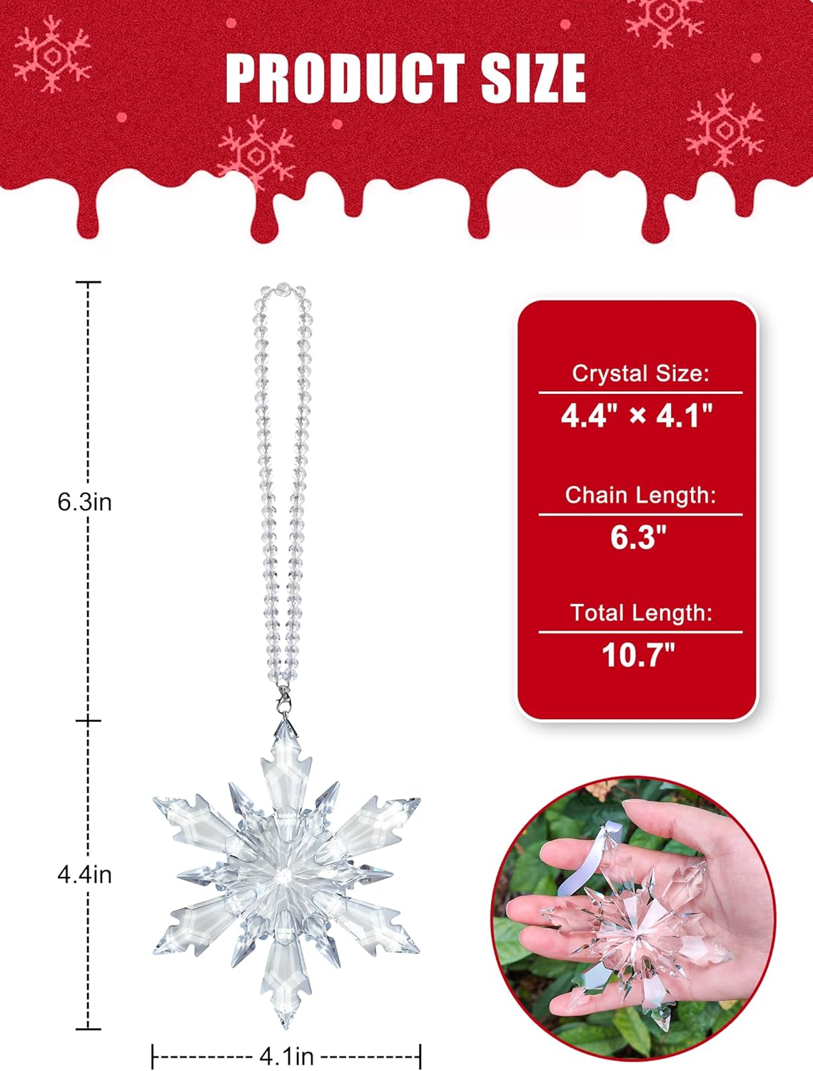 2026 Crystal Snowflake Ornament - Annual Collectible Crystal Christmas Tree Hanging Decoration, Holiday Keepsake Gift