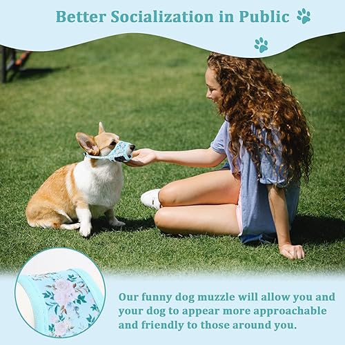 Miniatura 4 de Dog Muzzle, Soft Printed Dog Muzzles for Small Medium Large Dogs Jack Russell Terrier, Dachshund, Beagle, Golden Retriever, Adjustable Puppy Muzzle