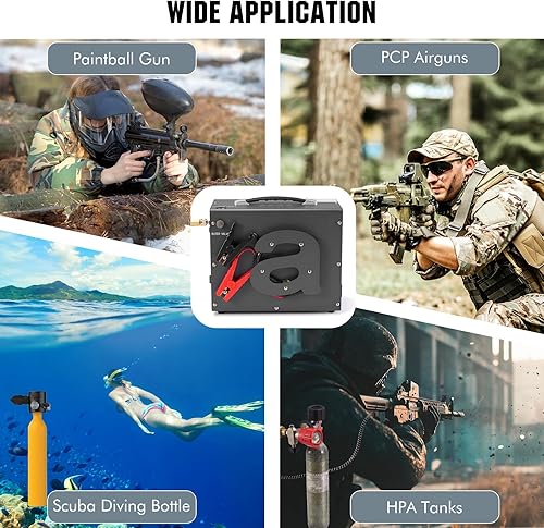 Miniatura 6 de Compresor de aire PCP, compresor de pistola de aire, portátil 4500Psi30Mpa, sin aguaaceite, arranque de un botón, disco de estallido, ventilador