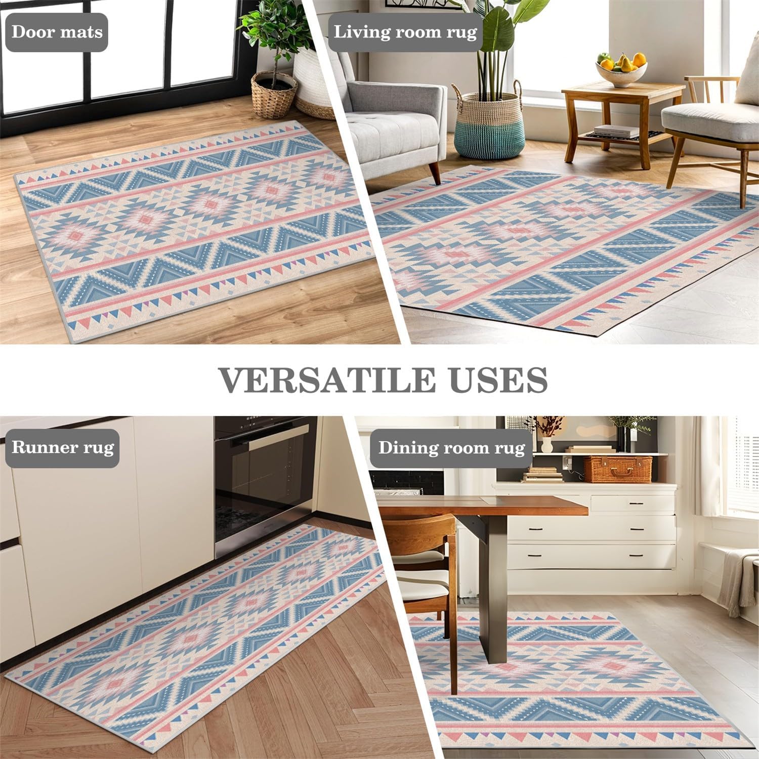 Pastel Geometric 5x7 Rug - Pet Friendly Rug 5x7 - Sunburst Area Rug for Bedroom Living, Geometric Carpet, Washable & Non Slip & Soft Low Pile Indoor Large Rugs for Women Teens U136