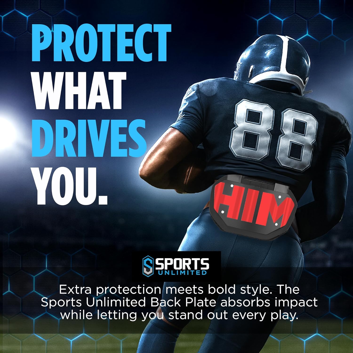 Sports Unlimited Football Backplate for Shoulder Pads - Universal Fit Back Plate - Adult & Youth Back Plate for Football