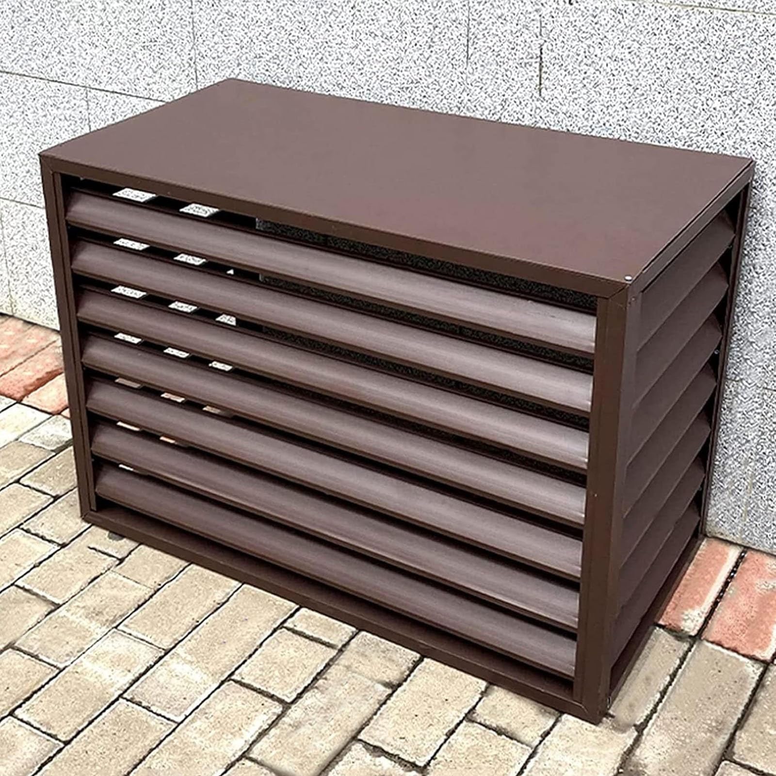 DCYEQRQ GAOBINGB Air Conditioner Fence Panels, Outdoor Privacy Fence Covers, Condenser Protective Cover, Rain and Sun Protection, Aluminum, Noise Reduction(Brown,110cm) (Brown 110cm)