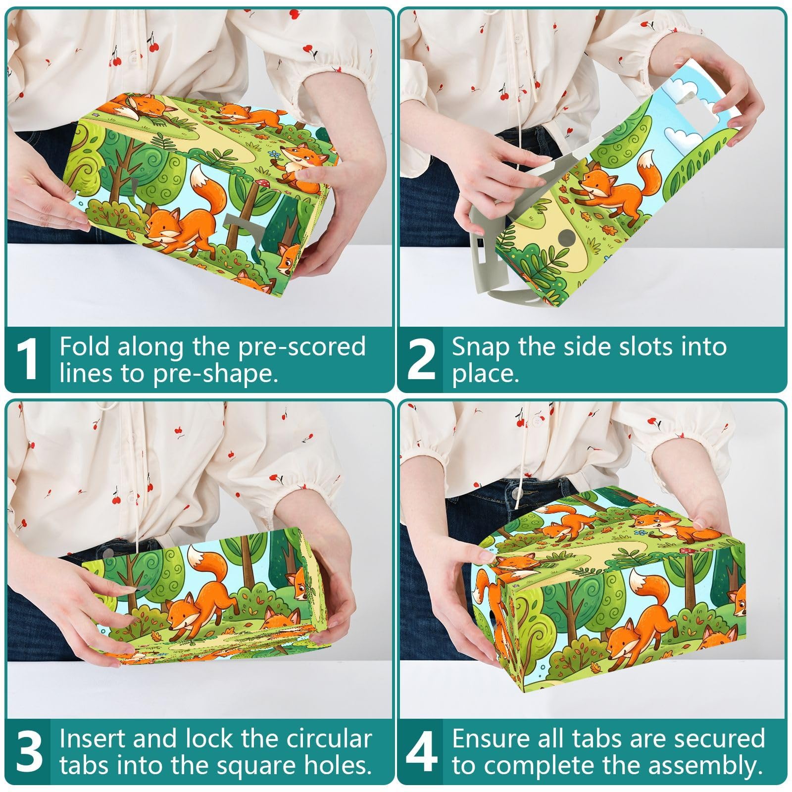 Porte-revues pliable motif renard vert