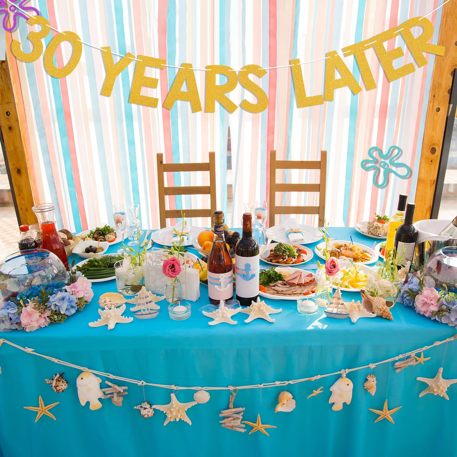Photo 1 of 30 Years Later Banner - Yellow Sponge Themed Cartoon Birthday Banner, Happy 30th Birthday Anniversary Party Decorations Gold Glitter