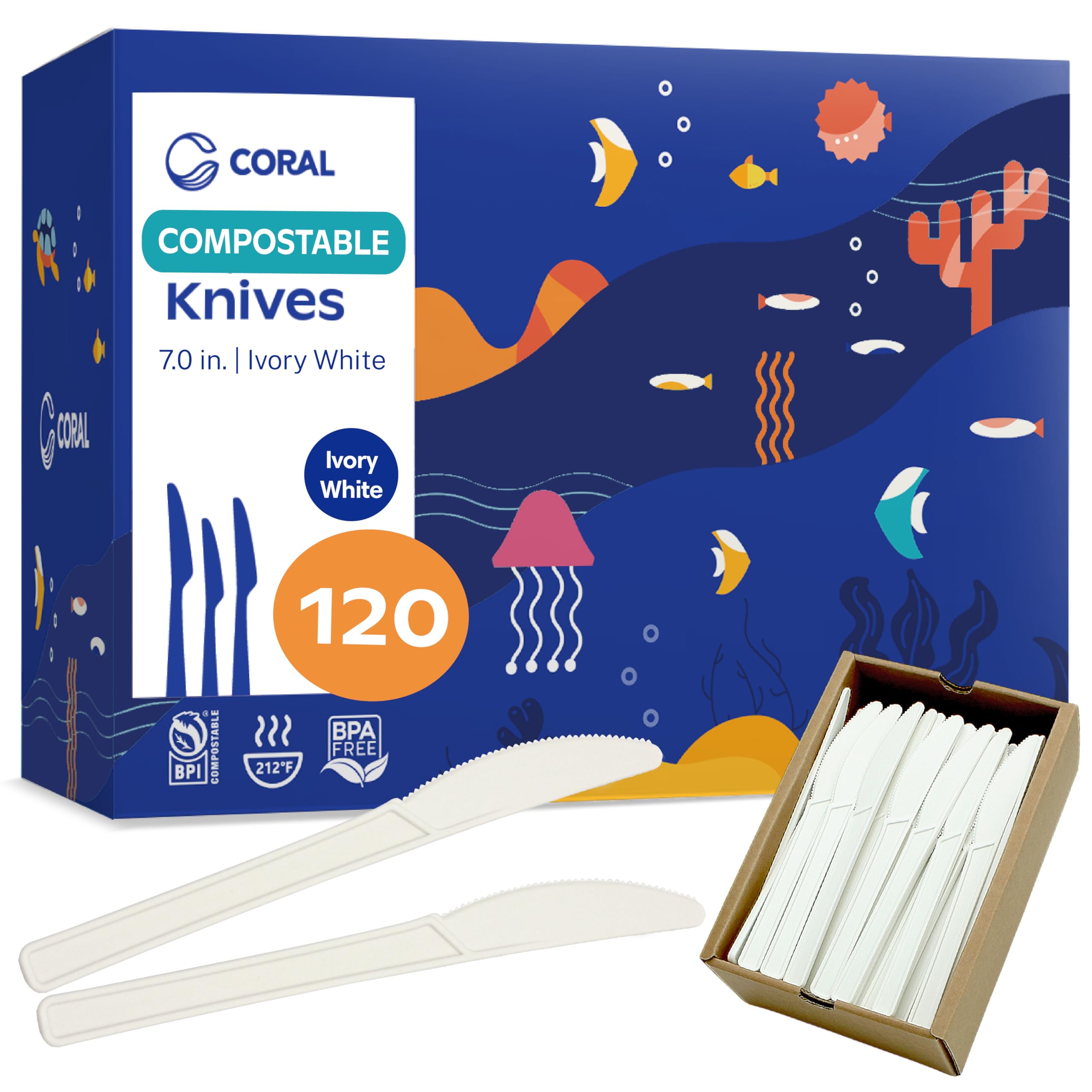 CORAL Light Brown Compostable Heavy Duty Disposable Forks 7-Inch, 120 Count — Amazon image 13