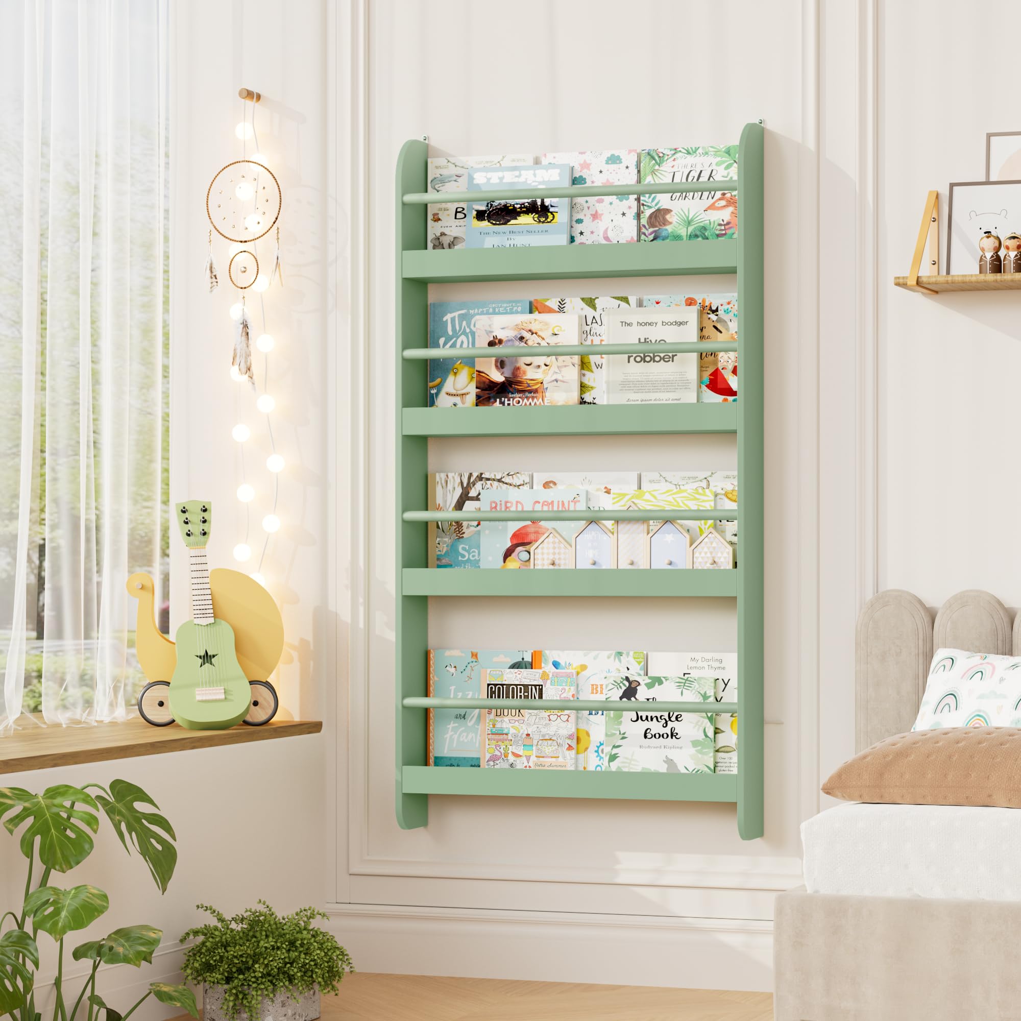 Amazon.com: FOTOSOK Kids Bookshelf, Wall Mount 4-Tier Book Shelf