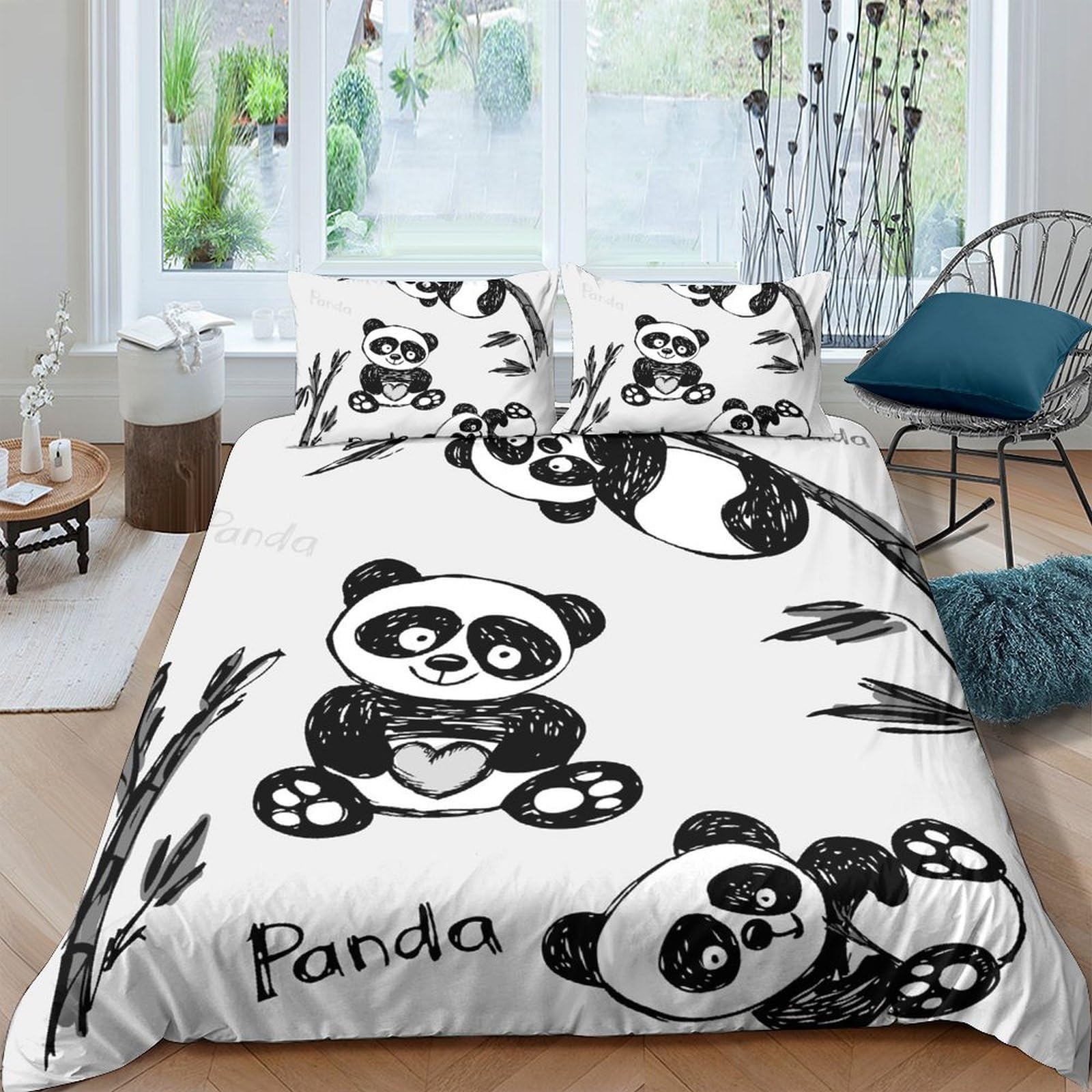 Ctjqhvkz Style-3 3D Printed Cute Panda Fitted Sheet Microfiber Soft Breathable Bamboo Cartoon Mattress Cover For Bedroom Guest Room Decor Single（135X200cm）