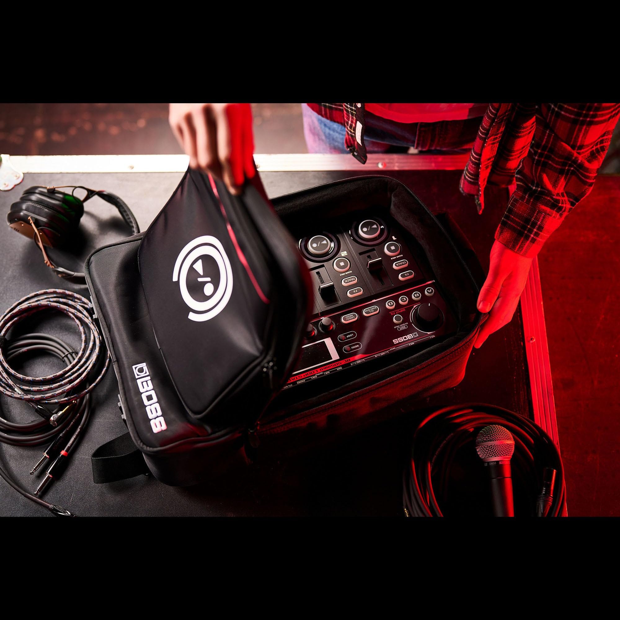 BOSS Torba transportowa CB-RC505, oficjalny plecak dla Loop Stations RC-505mkII i RC-505, Kieszeń na laptopa/tablet, Zewnętrzna kieszeń na mikrofon, zasilacz sieciowy i inne