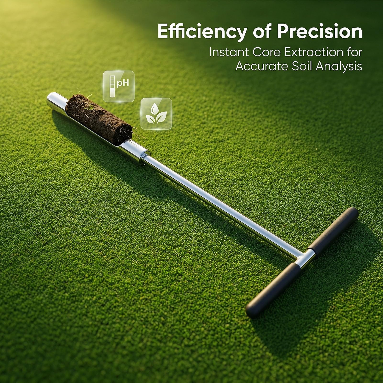 Luocute Sonde de Sol en Acier Inoxydable, Outil de Sonde D'échantillonnage de Sol à Poignée en T de 30,31 Pouces avec éjecteur pour les Tests de, le Jardinage, L'entretien de la