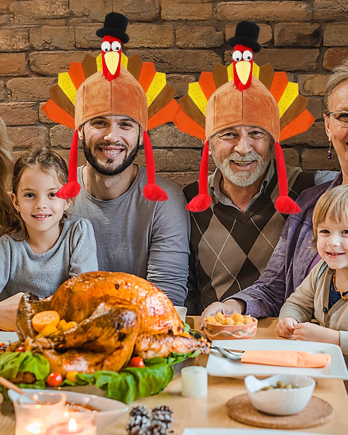Thanksgiving Turkey Hat for Adults Plush Thanksgiving Hats for Men Women RunningThankgiving Nignt Halloween Xmas Turkey Trot Cap Thicken Velvet Comfort Classic Costume Dress Up Party