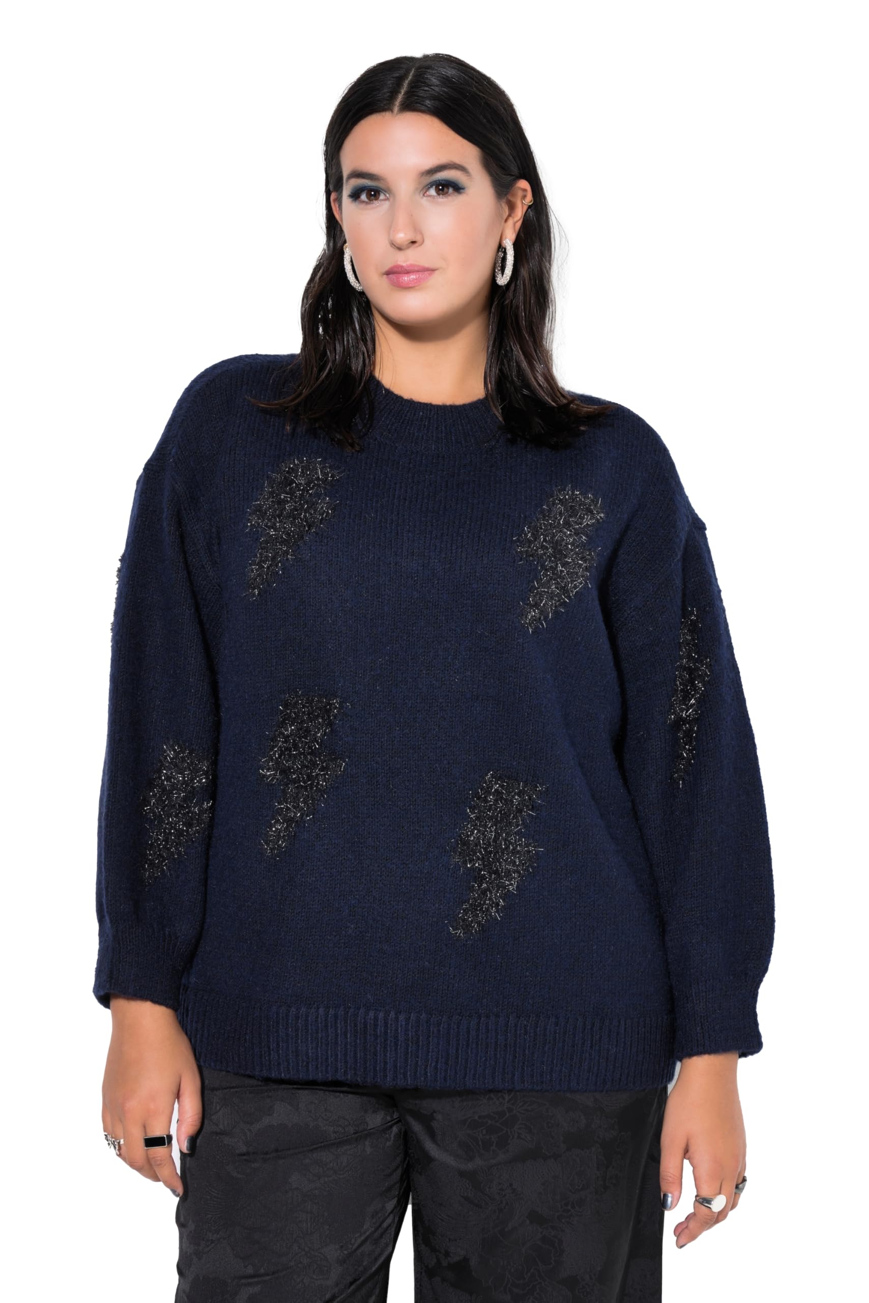 Studio Untold Damen große Größen Übergrößen Plus Size Pullover, Oversize Shape, Glitzer-Motive 846508