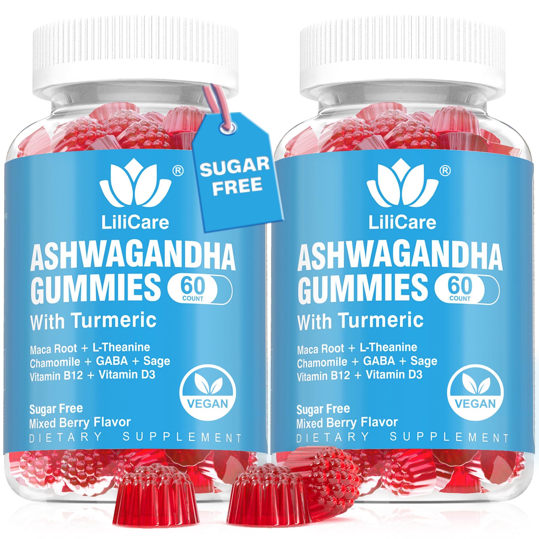 Ashwagandha Gummies Supplements 2000mg for Women Men - Vegan, Sugar Free