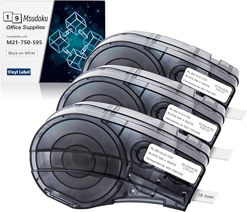 Msudoku Etiqueta de vinilo de 34 pulgadas compatible con cartucho de etiquetas M21-750-595-WT M21-750-595, 0.75 pulgadas de ancho x 21 pies de disponible en Yaxa Colombia