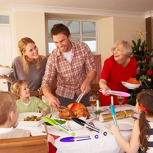 Miniatura 7 de Paquete de 7 pinzas de cocina, pinzas pequeñas de silicona de 7 pulgadas con asas de silicona de acero inoxidable y puntas de nailon, pinzas de