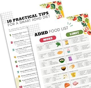PODMemory 2PCS ADHD Food Guide & Helpful Dietary Tips for Better Focus, ADHD Food List Poster