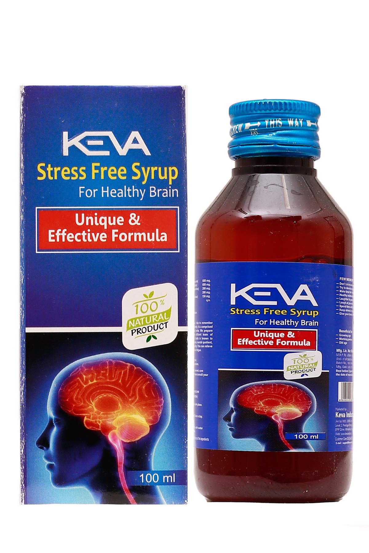 Keva Herbal Stress Free Syrup | Ayurvedic Tonic for Stress Relief | 100% Natural Organic Product | 100ml | Pack of 3 | 100ml X 3 = 300ml