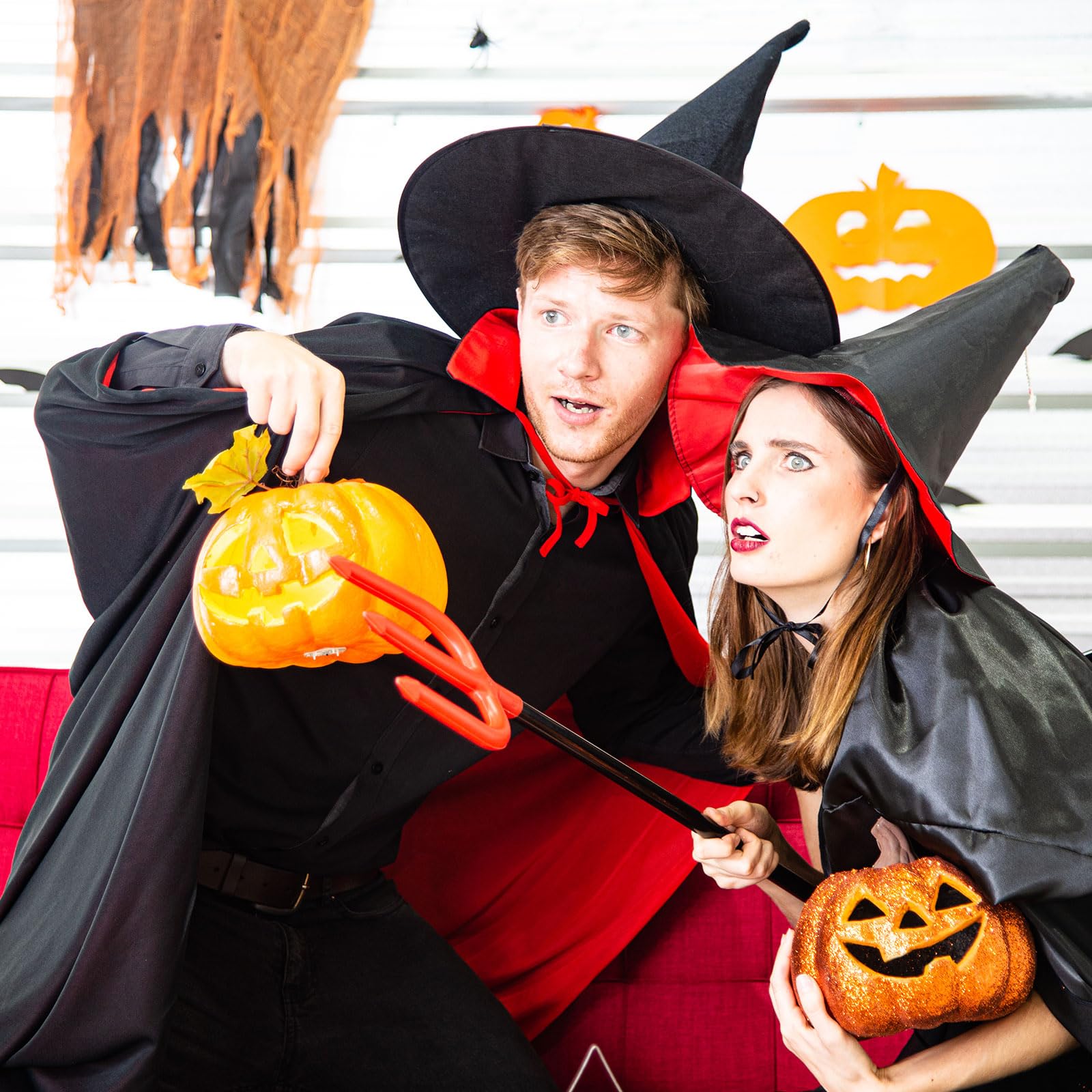 FUIPVGI 120cm/47in Long Black Red Cape,Reversible Cape Halloween Cape,Grim Reaper Costume,Wizard Cloak for Adult Kids Vampire Witch Wizard Role Play Cloak Easter Halloween Christmas (120cm) - Image 4