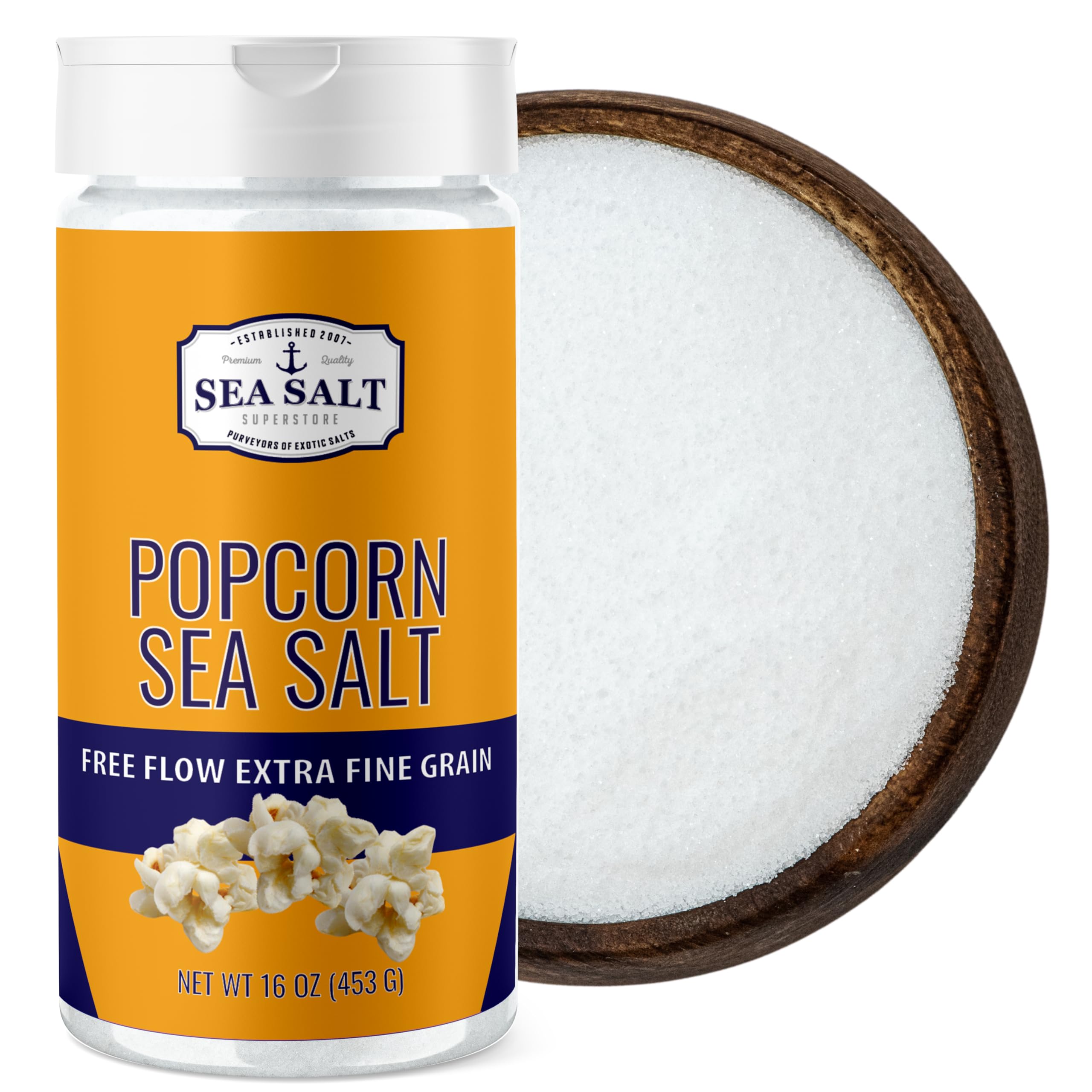 Popcorn Salt, Sea Salt Popcorn Seasoning, 16 oz Shaker - Sea Salt Superstore