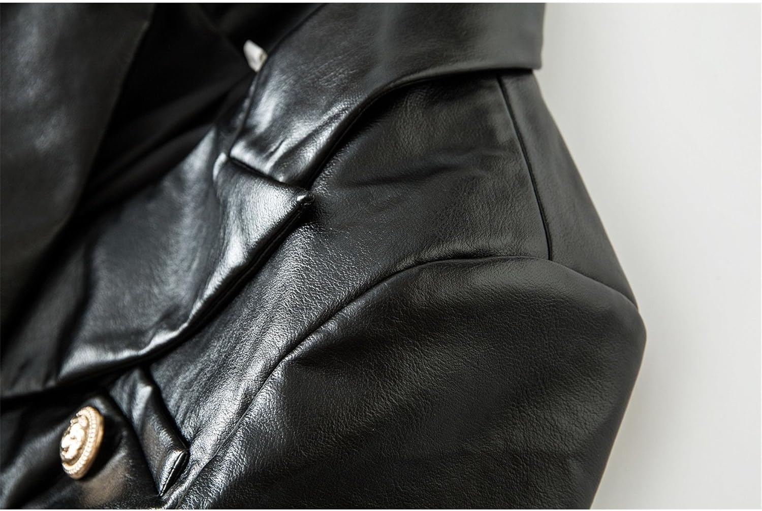 Women's Faux Leather Blazer Collar Coat Button Down Vintage Coat Jacket Slim Fit Solid Outdoor Outerwear