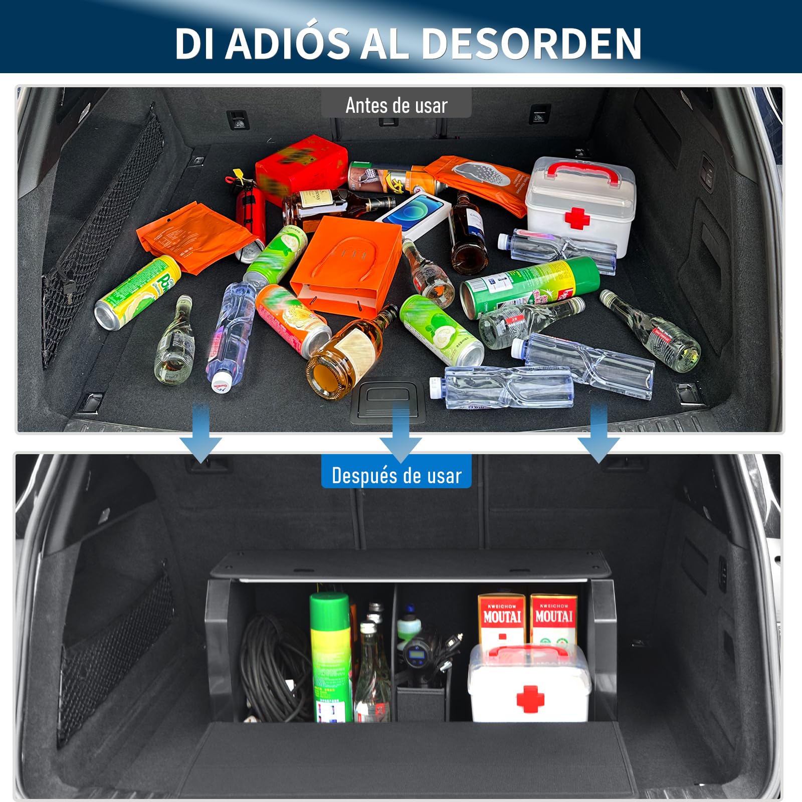 Organizador maletero con tapa magnética para SUV y todo tipo de coches