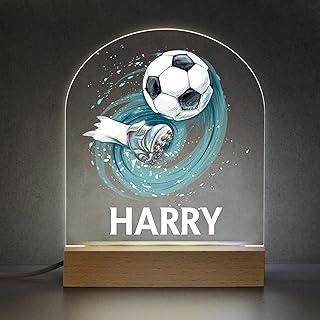 Beecreative Football Night Light For Boys Kids, Personalised Football Gifts For Boys, Football Desk Table Lamp LED Light, Birthday Christmas Gift For Boys, Football Bedroom