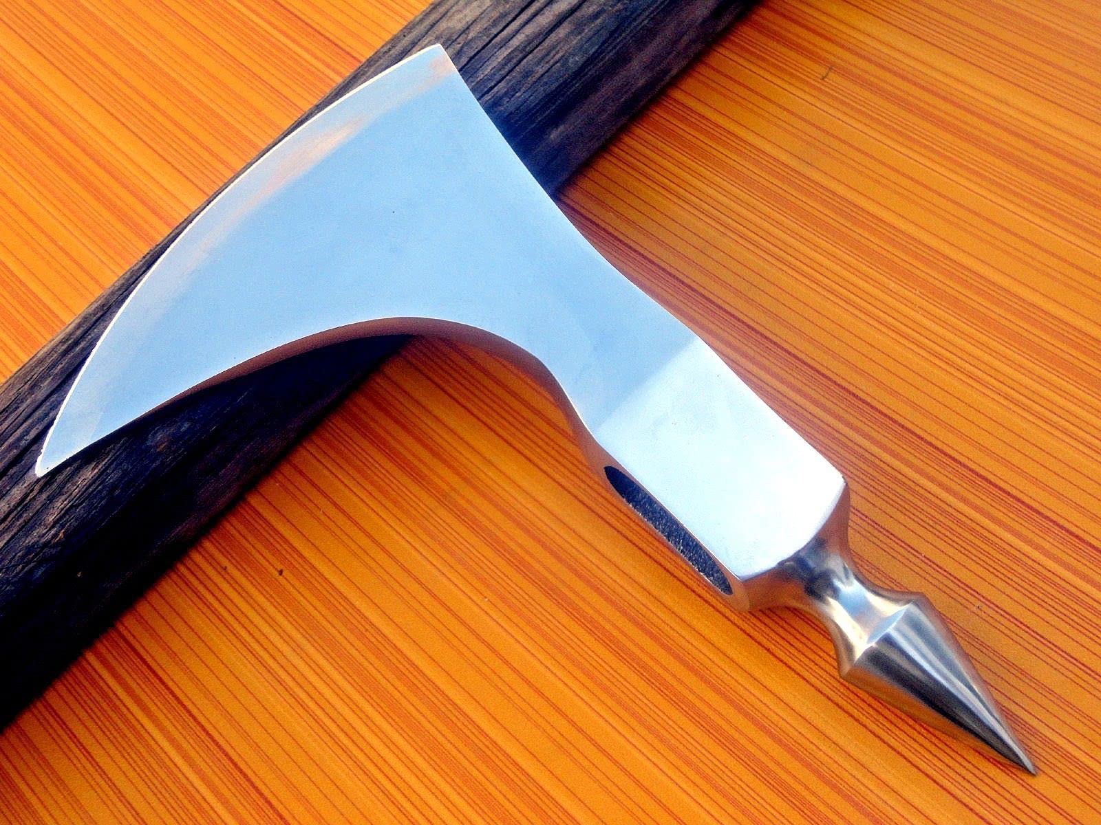 Steel Craft Medieval Huntsman SPIKER Custom Hand Made HIGH Carbon Steel Tomahawk Viking Axe Head with Leather Sheath