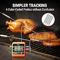 Vista 4 de ThermoPro TP829 - Termómetro inalámbrico de carne digital de 1000 pies para asar y ahumar, 4 sondas de carne, termómetro de parrilla para parrilla