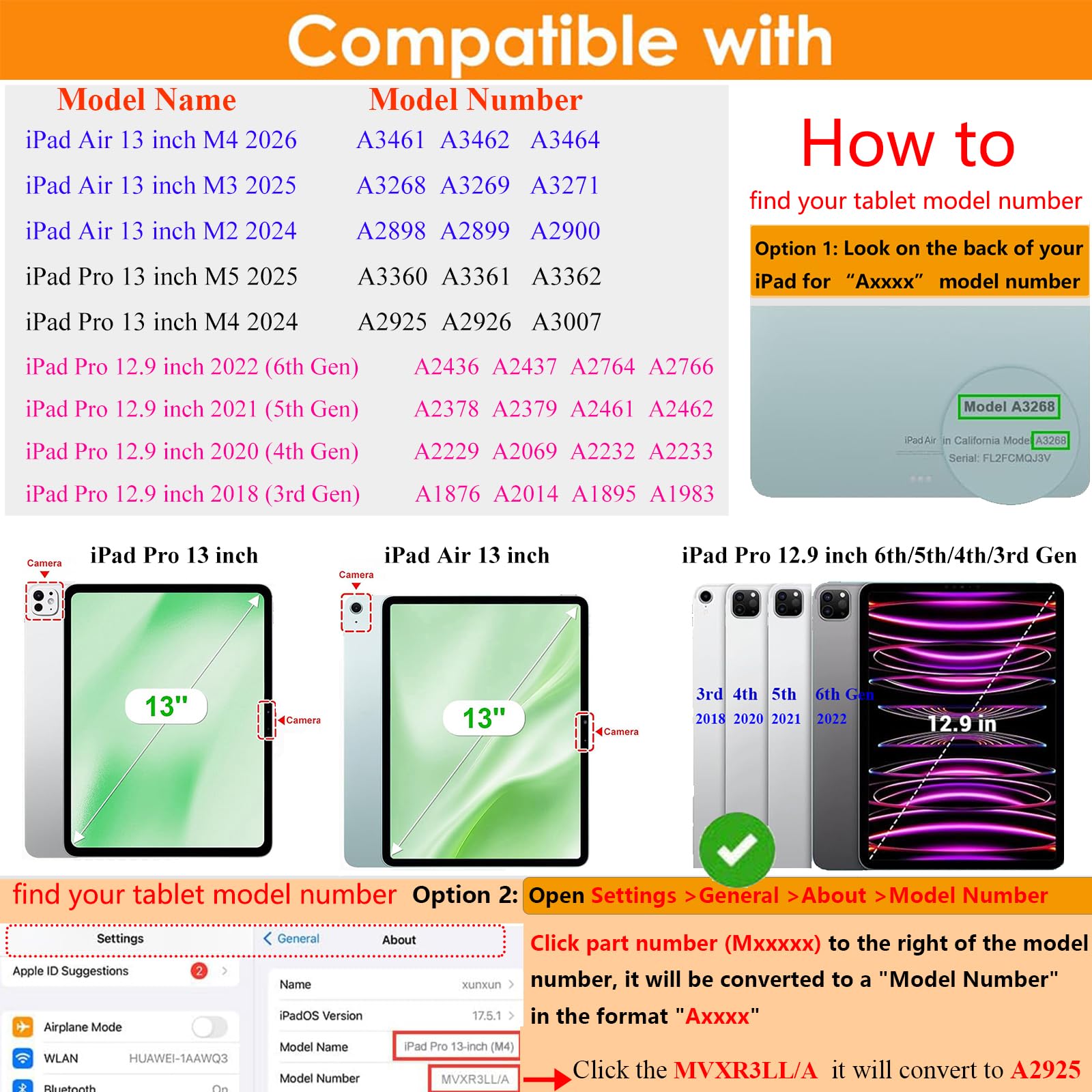 Funda infantil para iPad Air de 13 pulgadas M2 2024 y iPad Pro de 13 pulgadas M4 2024 y iPad Pro 12.9 funda de 6ª/5ª/4ª/3ª generación (2022/2021/2020/2018) con soporte/asa/soporte para