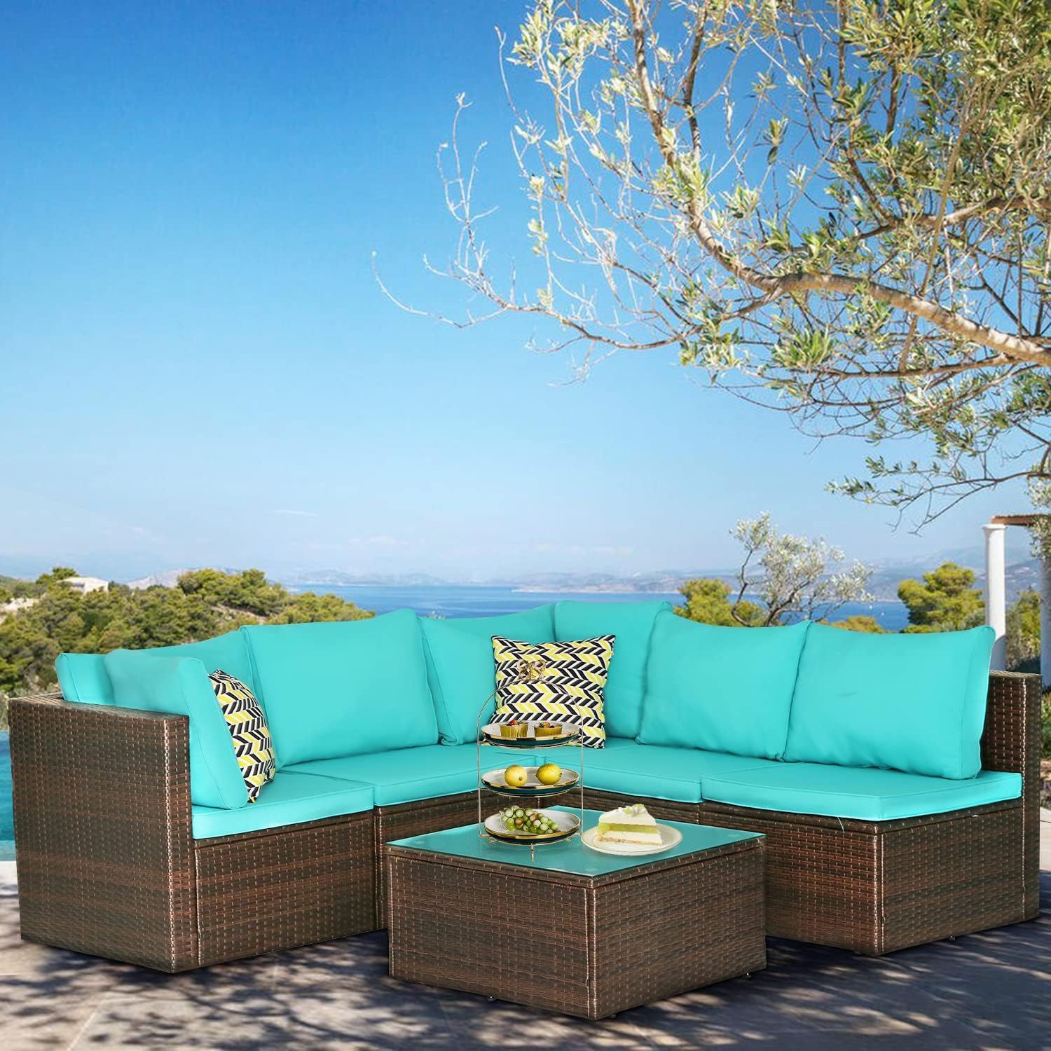 Outdoor Furniture Patio Sets 6 Pieces Wicker Conversation