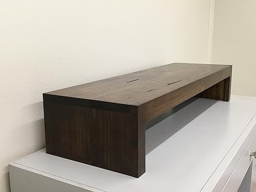 Miniatura 3 de TVMonitor de Riser Stand moderno estilo rústico en Solid Cottonwood 26" W & 38" Amplia, Coffee