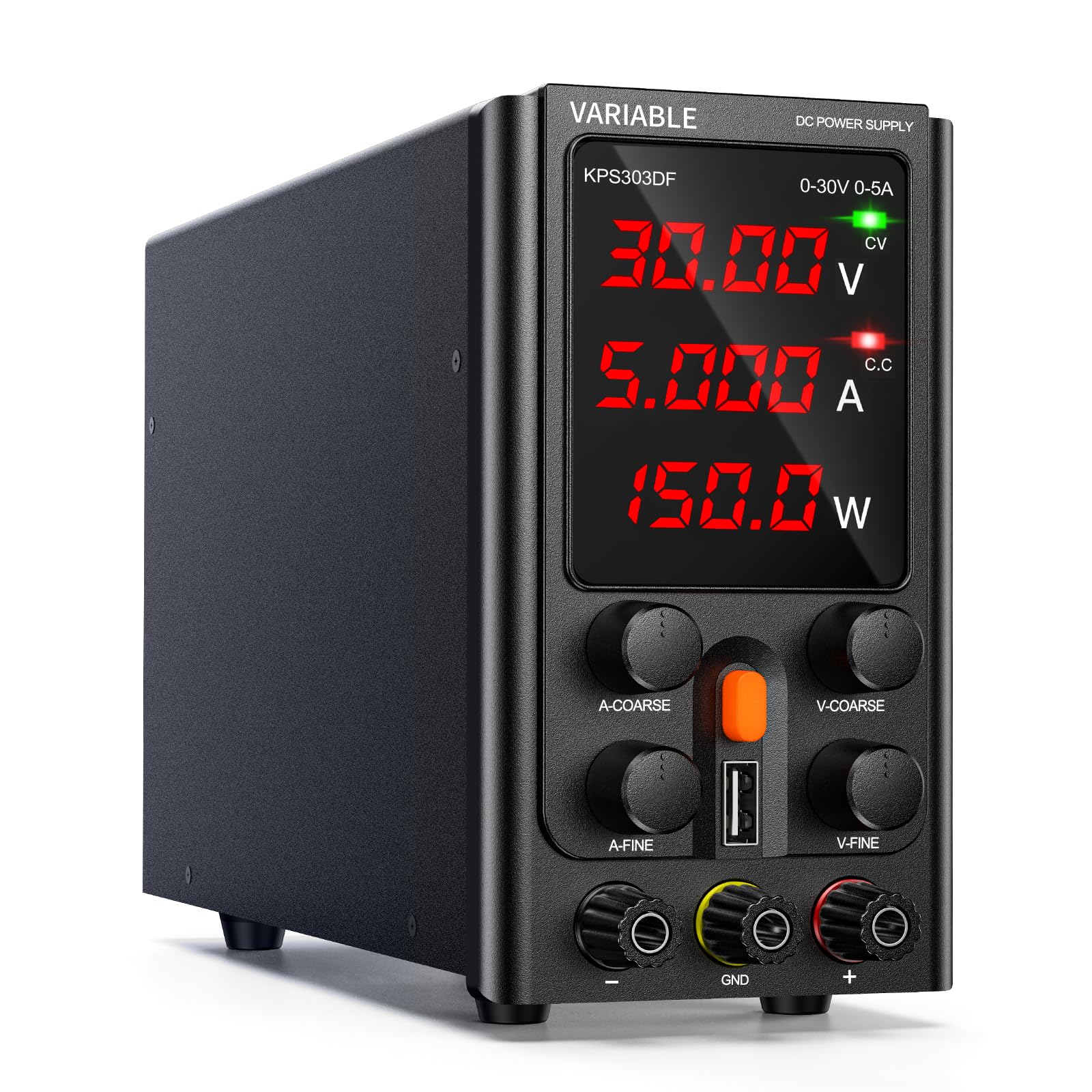 Alimentation de Laboratoire, 30V 5A Alimentation de à Commutation Réglable avec, Ajustable à Courant Continu, Interface USB A 5V2A, Affichage LED à 4 Chiffres 1505DF