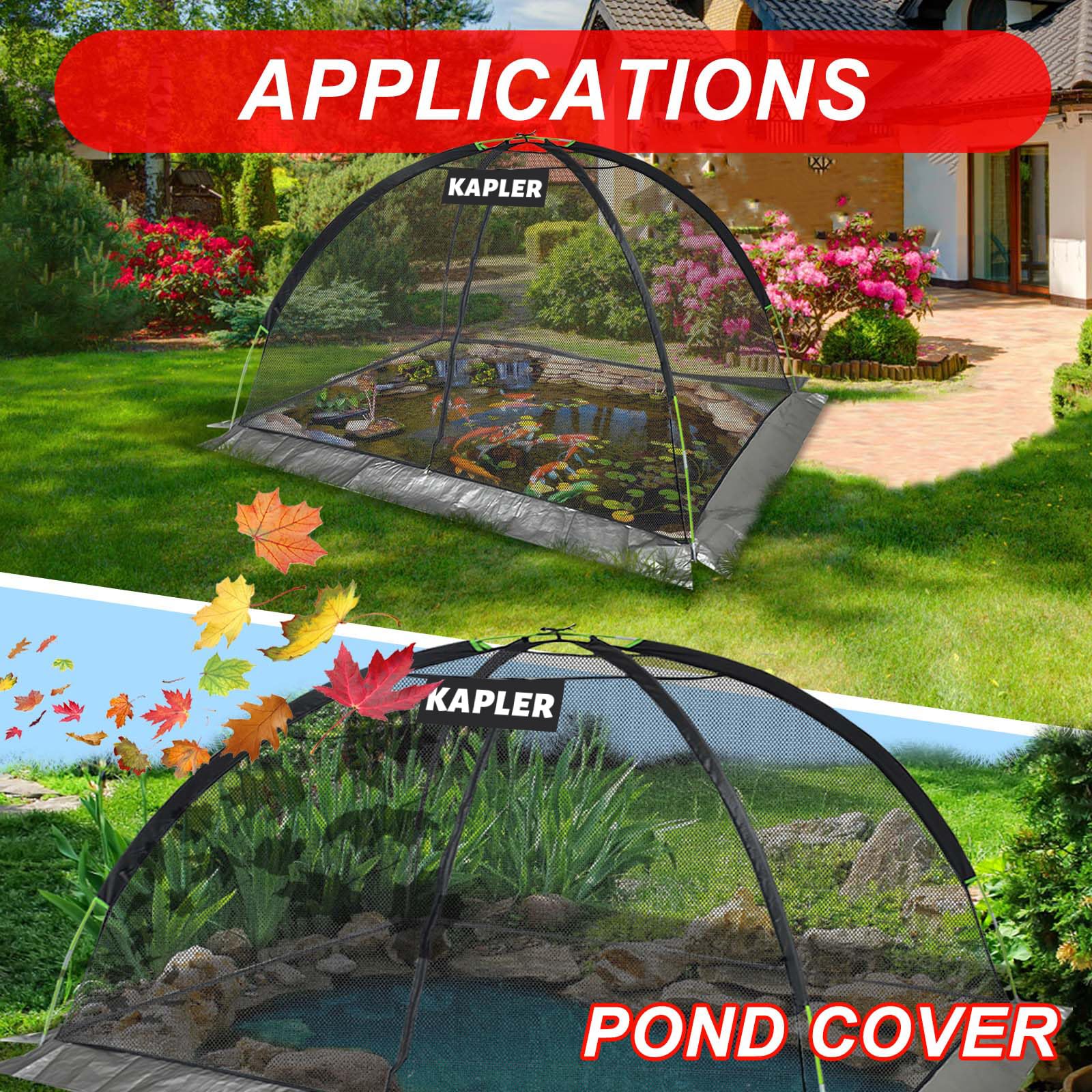 Kapler Teichnetz, 1,5 x 2,1 m, Teichabdeckungen für Outdoor-Teiche, robuste Teichabdeckung, Schutznetz, Zelt für Fische, Schatten, Blätter, Gartennetz, Kuppel mit Reißverschluss und Heringen,