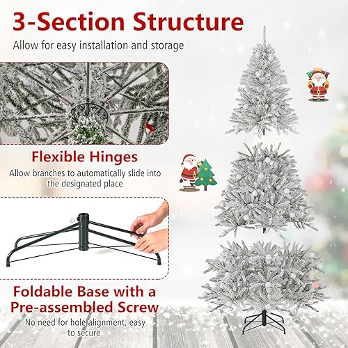 Vista 89 de Goplus 7.5ft Pre-lit Artificial Christmas Tree, Hinged Premium Spruce Xmas Full Tree with 1346 PVC Tips, 400 LED Lights, Folding Metal Stand, for