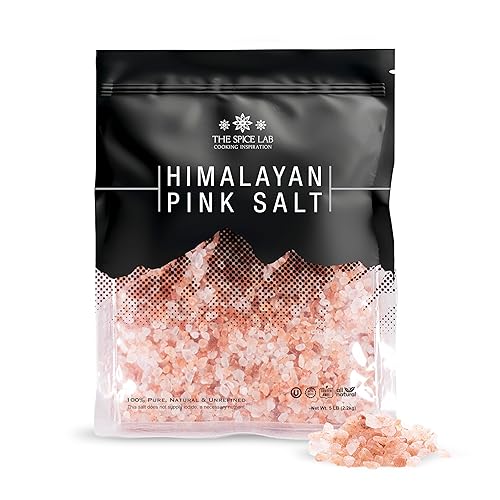 The Spice Lab - Sal gruesa rosa del Himalaya, cristal puro gourmet, aporta nutrientes y minerales, fortificada para la salud, certificado Kosher y