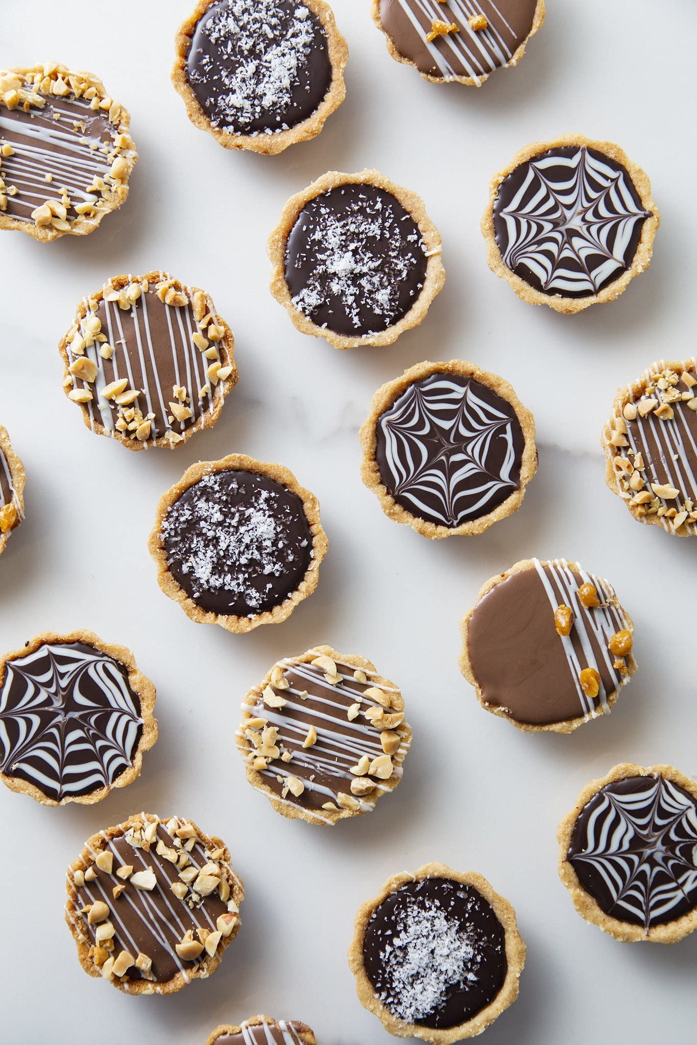 Waffle House Chocolate Tarts - Assorted Flavour Box, Vegetarian, Eggless, Freshly Baked - (Box Of 12) (480 Gms)