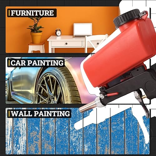 Miniatura 3 de Pistola de chorro de arena de aire, herramienta de pulverización de pistola de chorro de arena de 14 pulgadas, gravedad de la pistola de chorro de
