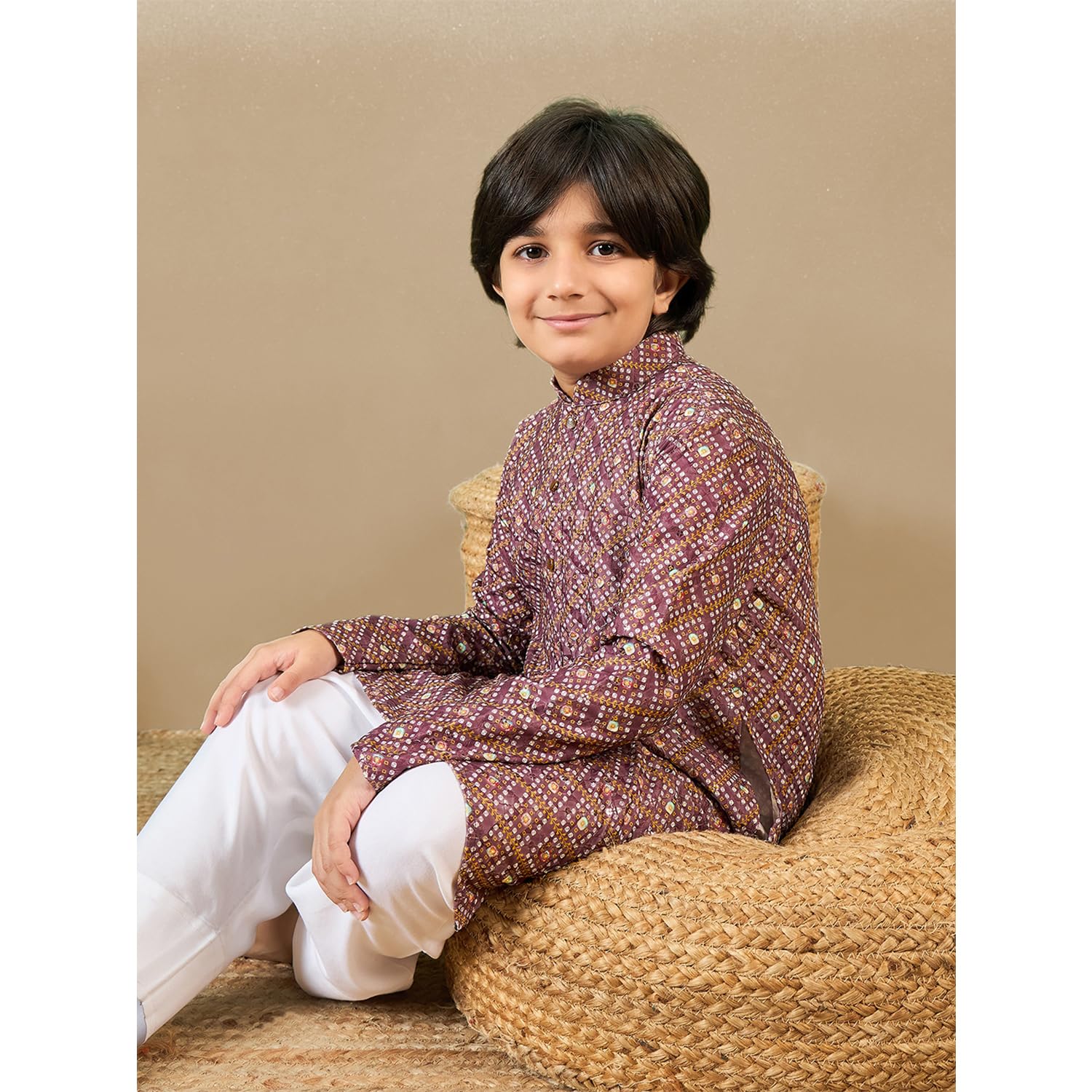 Sanwara Printed Purple Kurta Set with Sequins for Boys (26) 3