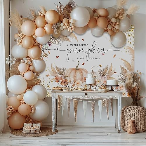 Miniatura 2 de Mocsicka Telón de fondo de calabaza para niñas y niños, otoño, calabaza, baby shower, decoración de fiesta, bohemio, rubor floral, A Little Pumpkin