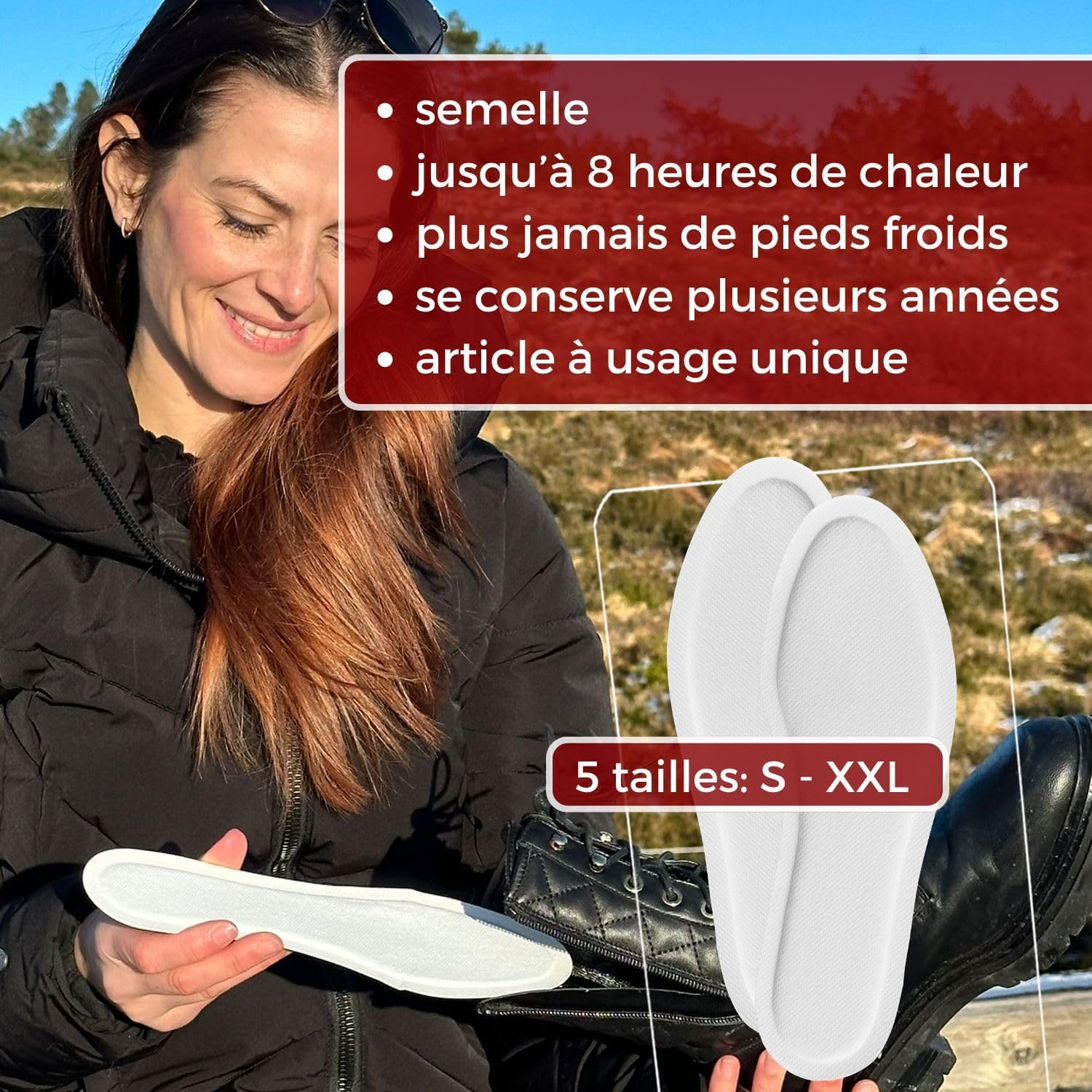 THERMOPAD Semelles chauffantes S-XXL – L'ORIGINAL : 30 Pairs de chaufferettes pour jusqu'à 9 Heures de Chaleur - pour Les Chaussures de Ski et Les Bottes - activé par l'air