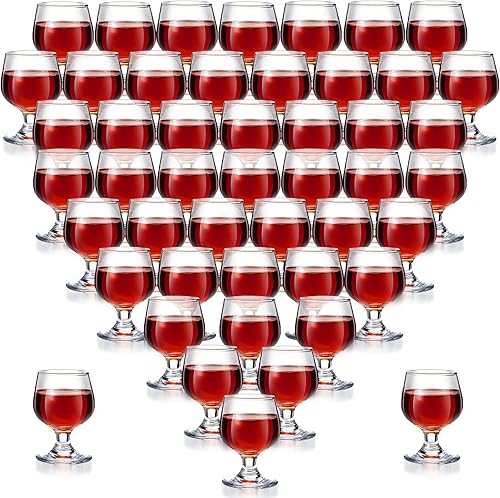 Lindos vasos de chupito de coñac de 1.7 onzas, mini copas de vino de Brandy Snifter, juego de vajilla de vidrio transparente para whisky, jugo,