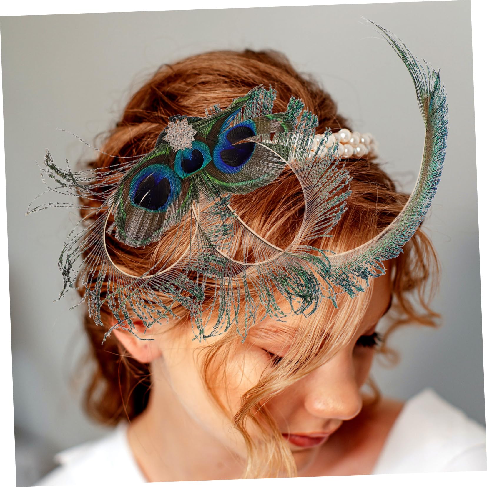 CALLARON pasador de pelo de de pavo pelo decorativo pinza de pelo para mujer Boda fuente Central de pelo de pavo fascinador para el cabello con pedrería