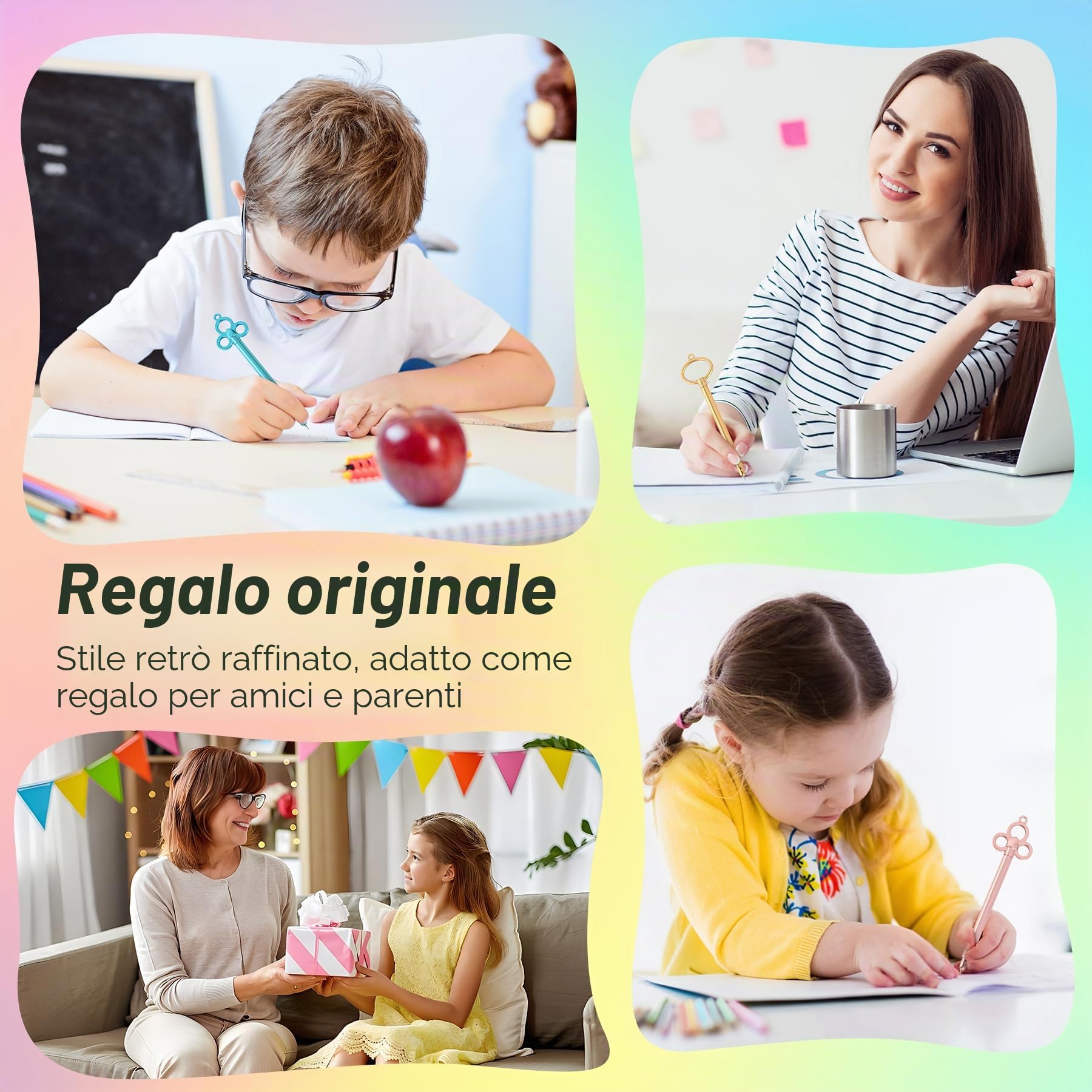 Penna e gel, 30 Pezzi a forma di chiave, Penne e Gel Vintage a Forma di Chiave, Creative per Ufficio, Cancelleria e Materiale Scolastico